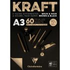 Clairefontaine Kraftpapier A3 Block - Braun / Schwarz