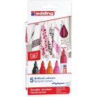 Edding 4500 Textilmarker-Set mit 5 warmen Farben