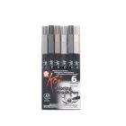 Sakura Koi Coloring Brush Pens 6 Grey Set