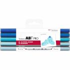 Tombow ABT PRO Marker Set mit 5 blauen Farbtönen