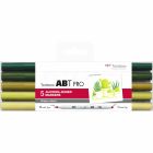 Tombow ABT PRO Marker-Set mit 5 Grüntönen