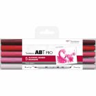 Tombow ABT PRO Marker-Set mit 5 rosa Farbtönen