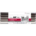Tombow ABT PRO Marker Set mit 5 warmen Grautönen