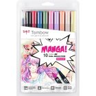 Tombow Dual Brush Pen Manga Shojo Satz mit 10 Farben