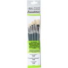 Winsor & Newton Foundation Flache Ölfarbpinsel 6er Set mit kurzem Stiel