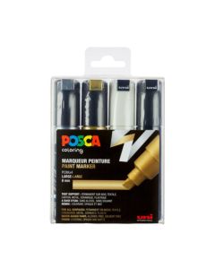 Posca PC-8K Marker set – Zwart/wit/goud/zilver