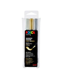 Posca Brush Marker Weiß/Gold/Silber Set – PCF-350