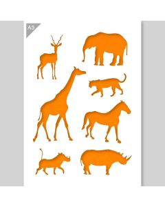 QBIX Afrikanische Tiere Schablone - Größe A3