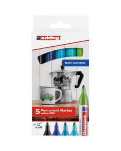 Edding 3000 Permanentmarker-Set mit 5 kalten Farben