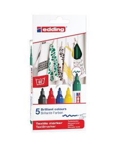 Edding 4500 Textilmarker-Set mit 5 Grundfarben