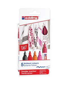 Edding 4500 Textilmarker-Set mit 5 warmen Farben