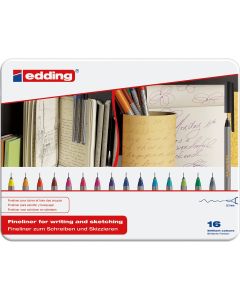 Edding 55 Fineliner - 16 Stück in Metallbox