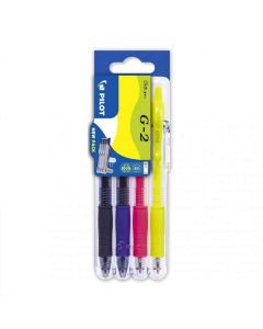 Pilot G-2 07 Set2Go Rollerball-Set mit 4 Neonfarben