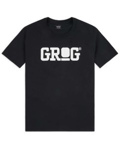 Grog Classic Logo T-shirt weiß auf schwarz