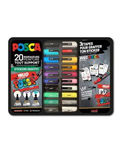 Posca Graffiti Aufkleber Set im Metallkoffer - 20 Stück