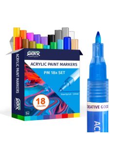 QBIX Acrylfarben-Markierungsset Feine Spitze - 18 Farben