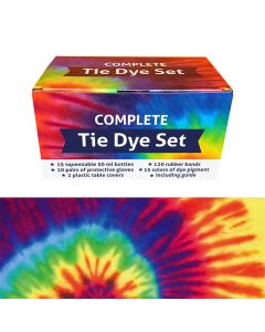 QBIX Tie Dye Set mit 15 Farben - Komplettes Kit zum Färben von Stofffarben mit Gummiband- und Quetschflaschen