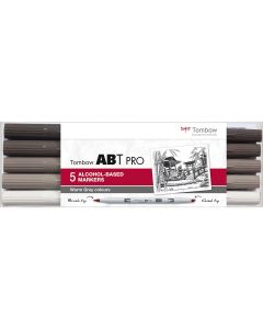 Tombow ABT PRO Marker Set mit 5 warmen Grautönen