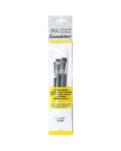 Winsor & Newton Foundation Acrylmalpinsel 3er Set - flach mit kurzem Stiel
