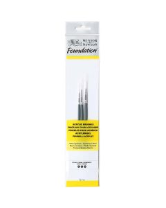 Winsor & Newton Foundation Acrylmalpinsel 3er-Set - rund mit kurzem Stiel