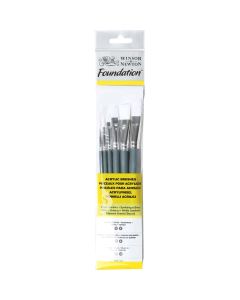 Winsor & Newton Foundation Acrylmalpinsel 6er Set mit kurzem Stiel
