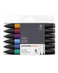 Winsor & Newton Promarker Brush Satz mit 6 tiefen Farbtönen