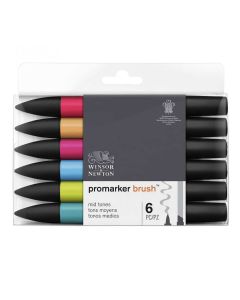 Winsor & Newton Promarker Brush Satz mit 6 mittleren Farbtönen