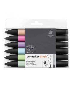 Winsor & Newton Promarker Brush Satz mit 6 Pastellfarben