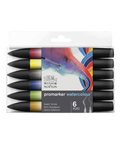 Winsor & Newton Promarker Watercolour Basisset mit 6 Aquarellstiften