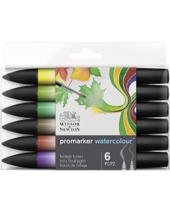 Winsor & Newton Promarker Watercolour Set mit 6 Aquarellstiften für Laub