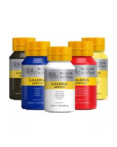 Winsor & Newton Galeria Acrylverf 500ml - Set mit 5 Grundfarben