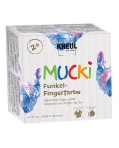 MUCKI - 4x 150 ml perlmuttfarbenes Fingerfarbenset