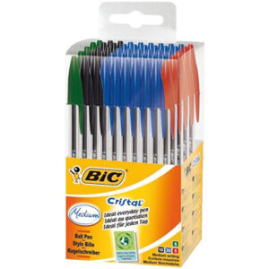 BIC balpennen set van 50 stuks blauw, groen, zwart en rood